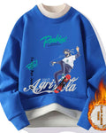 Layered Neck Cotton Pullover - Blue, XXXL image