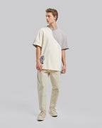 Asymmetric Graphic Tee - Beige, M image