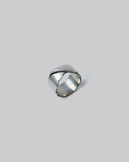1 X Silver Rough-Cut Ring image 0