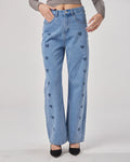 Loose Pants with Symmetrical Patterns - Blue, XS image