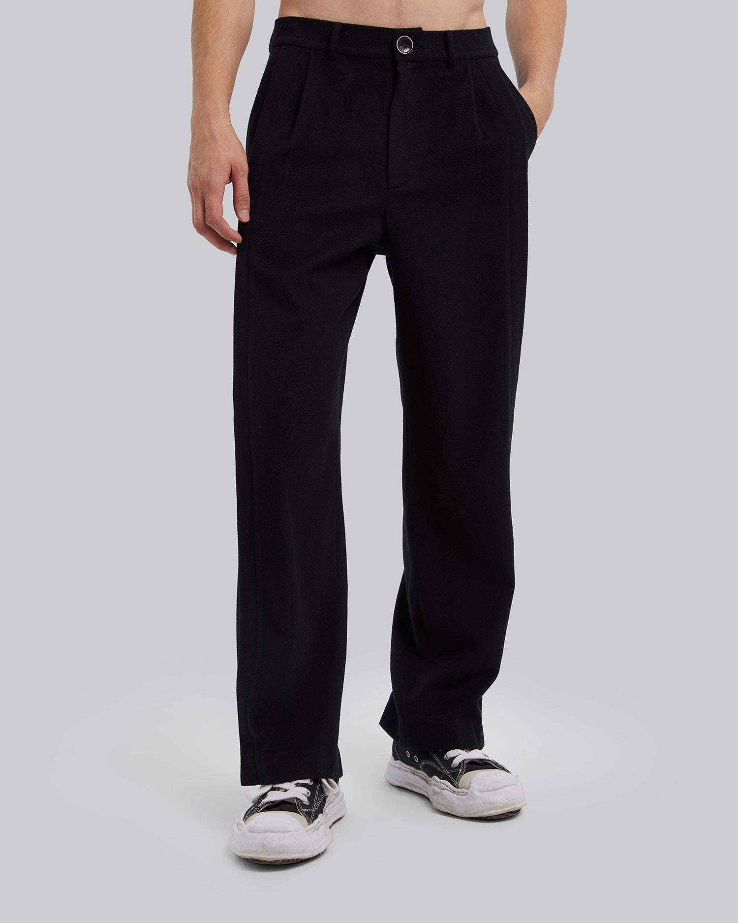 Straight-Fit Pleated Pants image 1