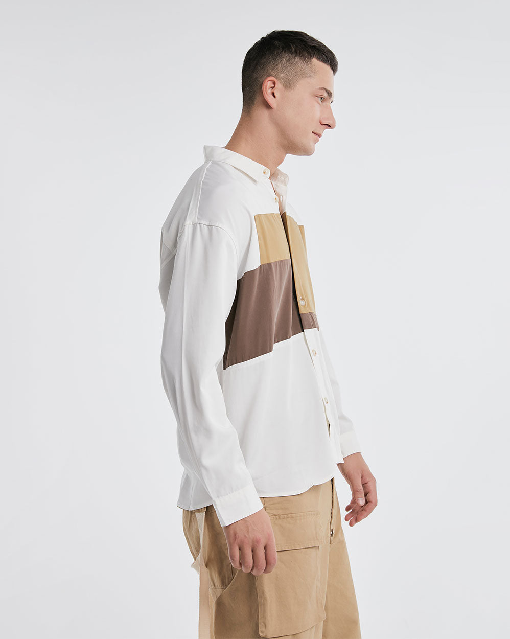Irregular Colorblock Long-Sleeve Shirt image 2