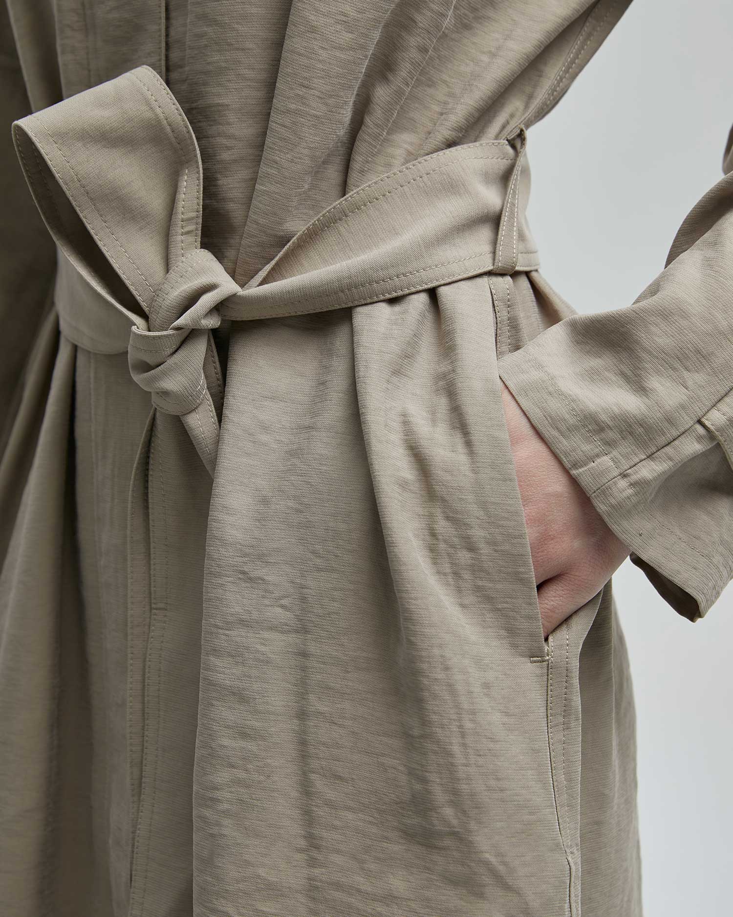 Belted Side Slit Long Shirt Dress image 5