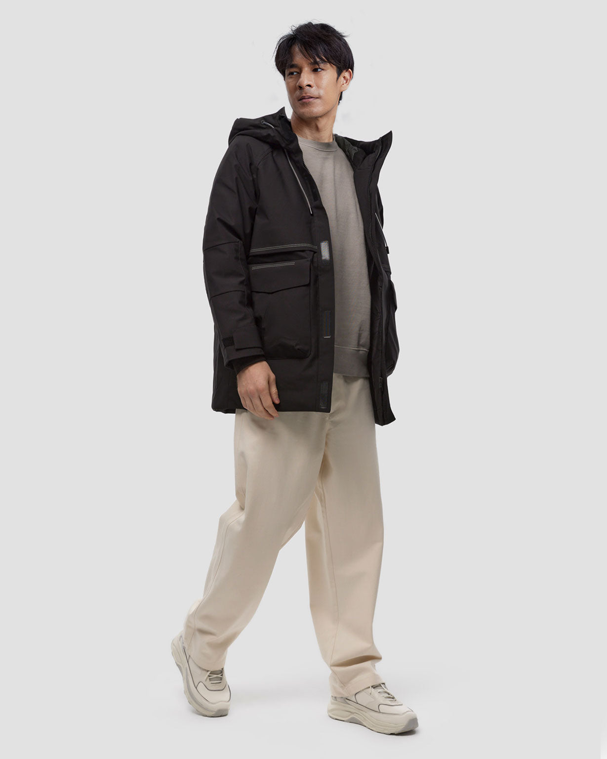 Big Pocket Velcro Puffer Jacket - Black, L image