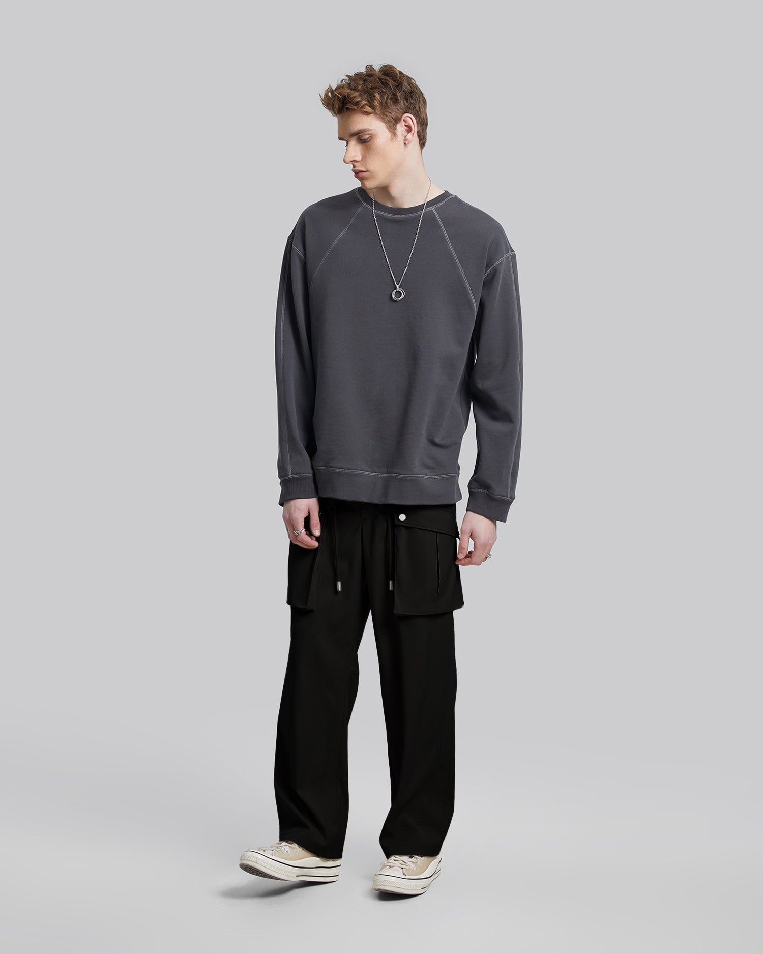Drawstring Cargo Pants - Black, L image