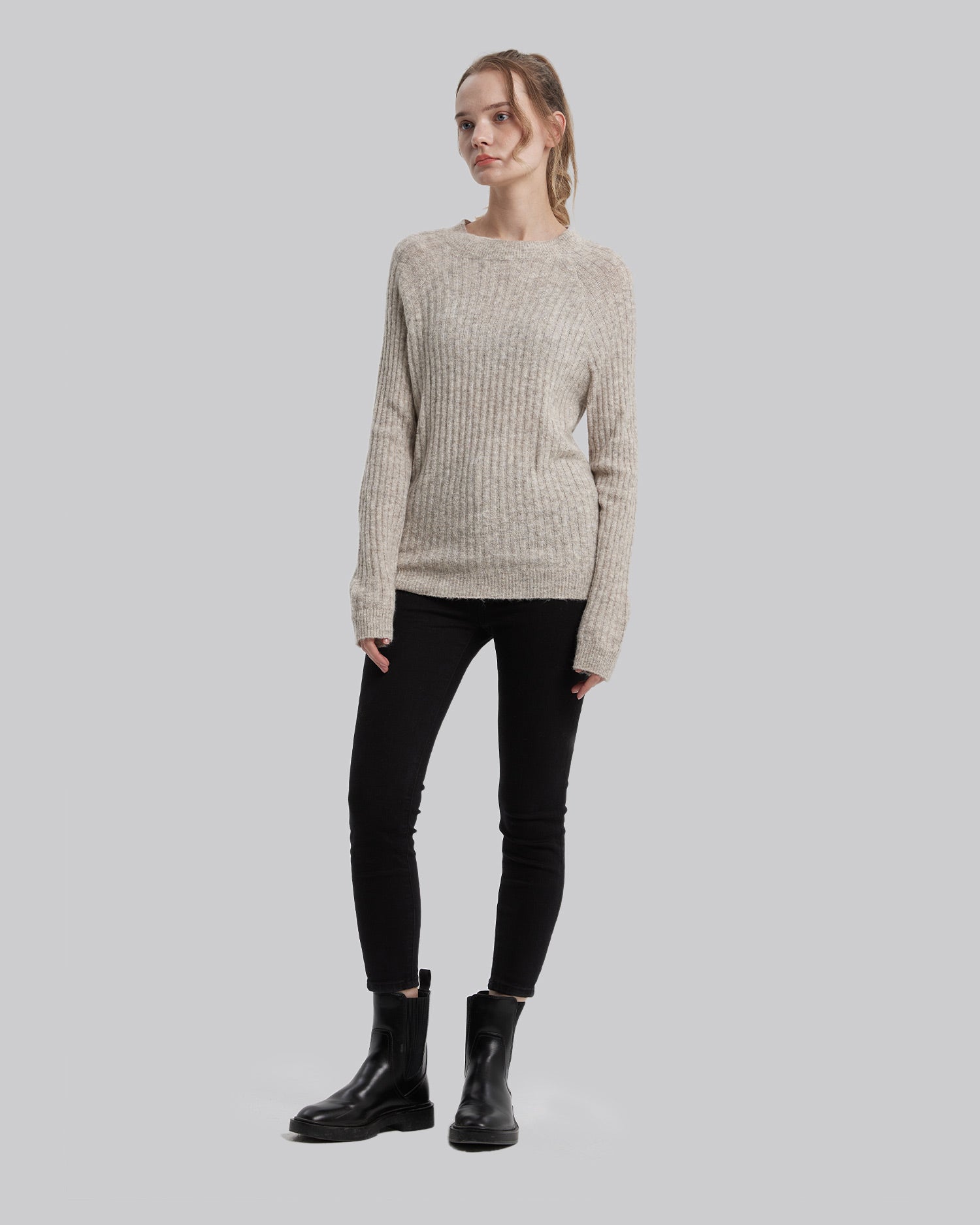 Plain Casual Sweater - Light Khaki, S image