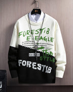 Printed Colorblock Knit Jumper - Black&amp;White, XL image