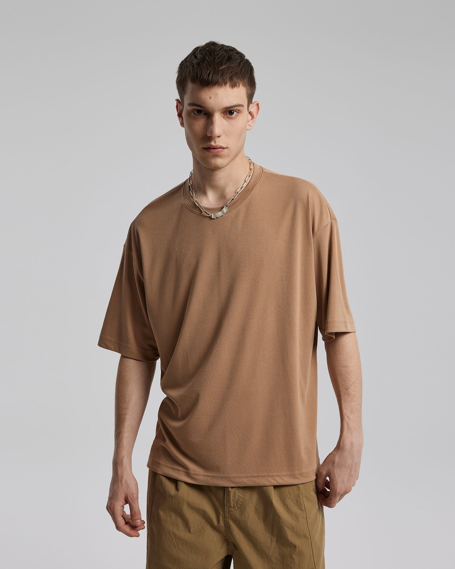 Plain Cotton Crewneck - Brown, XL image