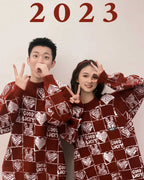 Heart Detail Crew Jumper - DarkRed, L image