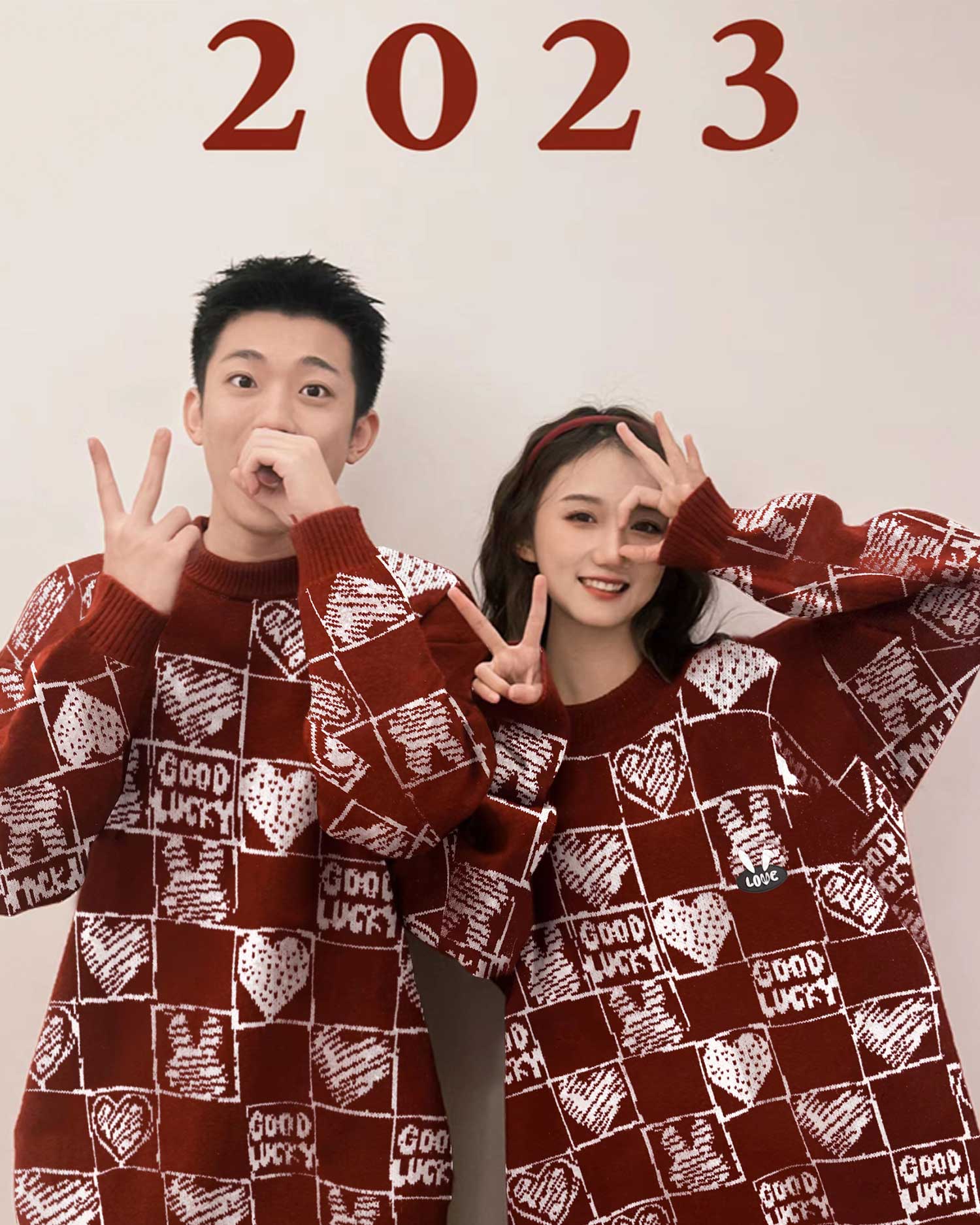 Heart Detail Crew Jumper - DarkRed, L image