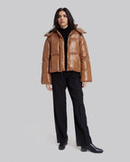Duck Down Cropped Puffer Jacket - Caramel, M image