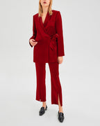1 X Front Slit Wide-Leg Trousers - Red, M image