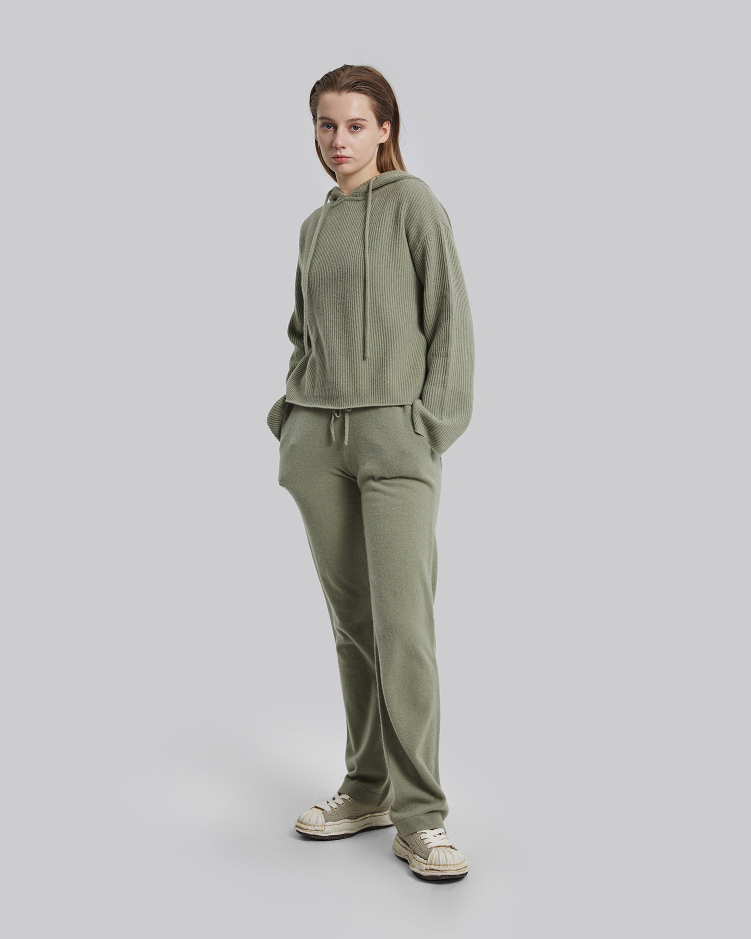 Cashmere Cropped Hoodie - Matcha, S image