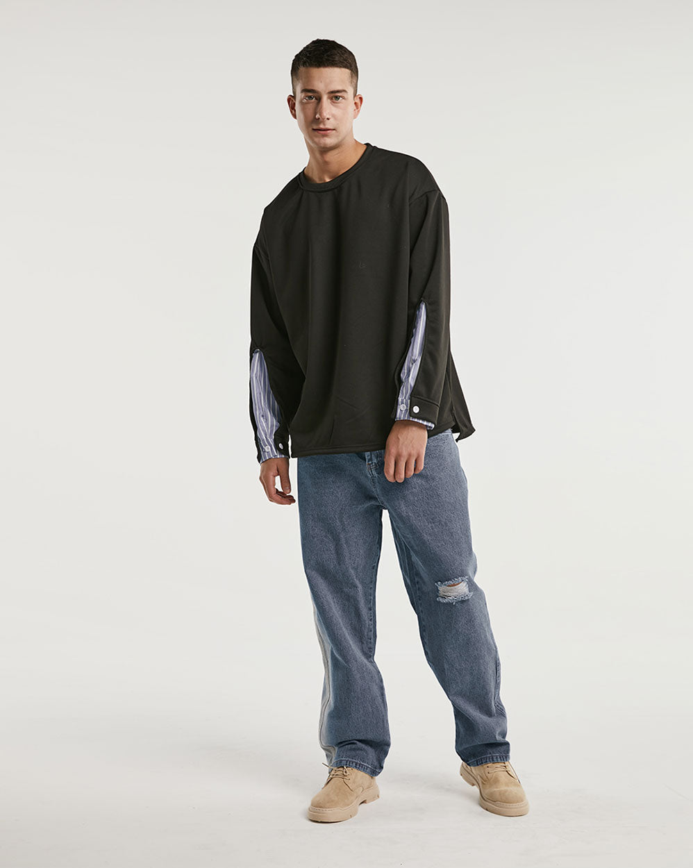 Oversized Crewneck Patchwork Sweatshirt image 2
