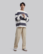 Thick Stripes Ribbed Knitwear - White &amp; Grey, XL image