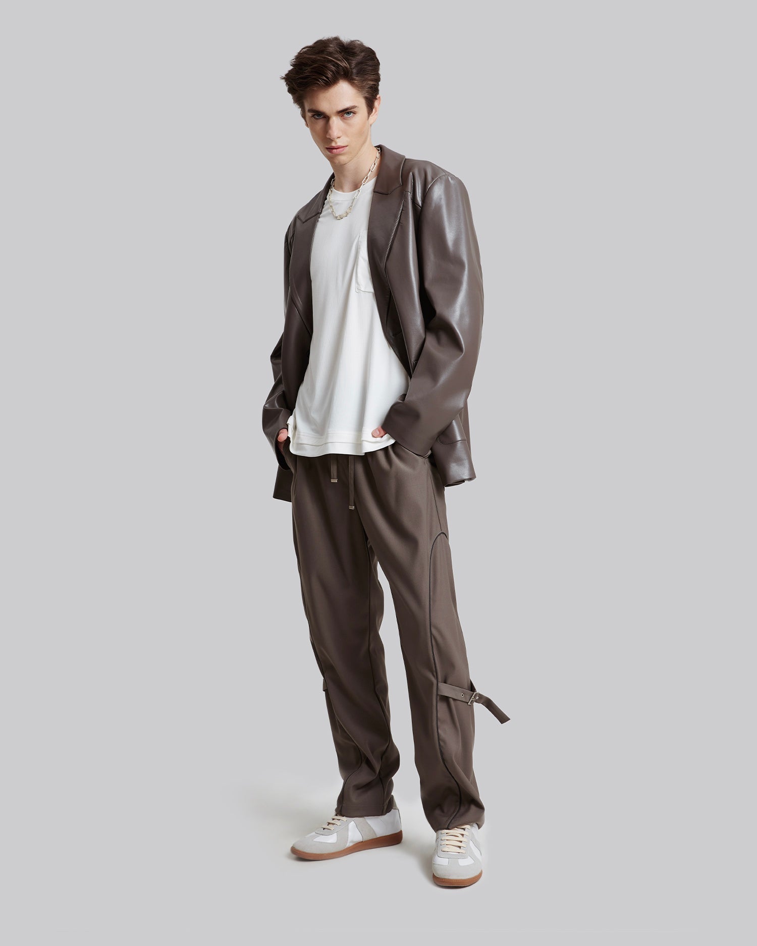 Knee Strapped Pants - Mocha, S image