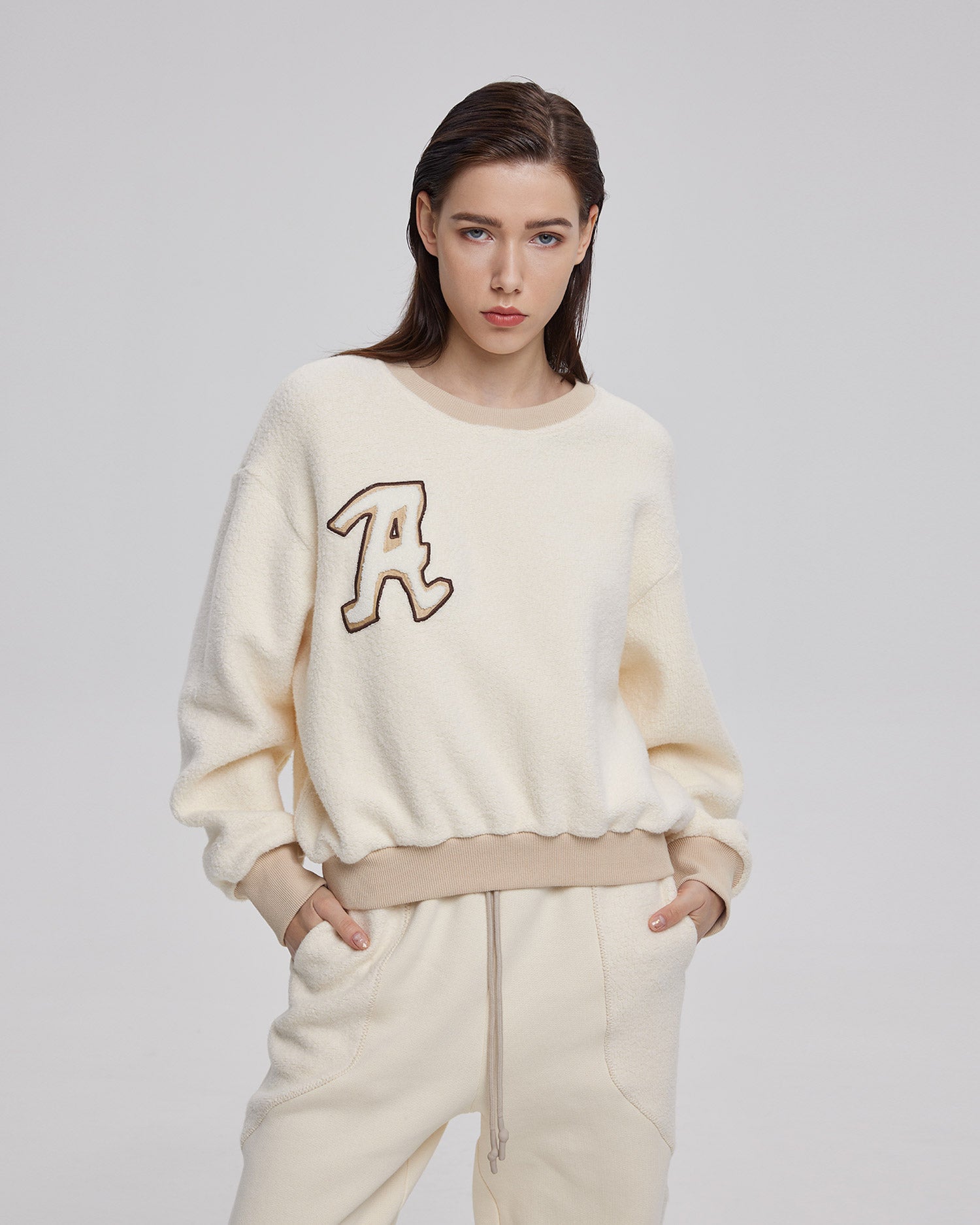 Letter-Patch Cotton Sweatshirt image 1