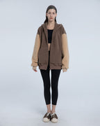 Hooded Terry Contrast Jacket - Brownie Splice, L image