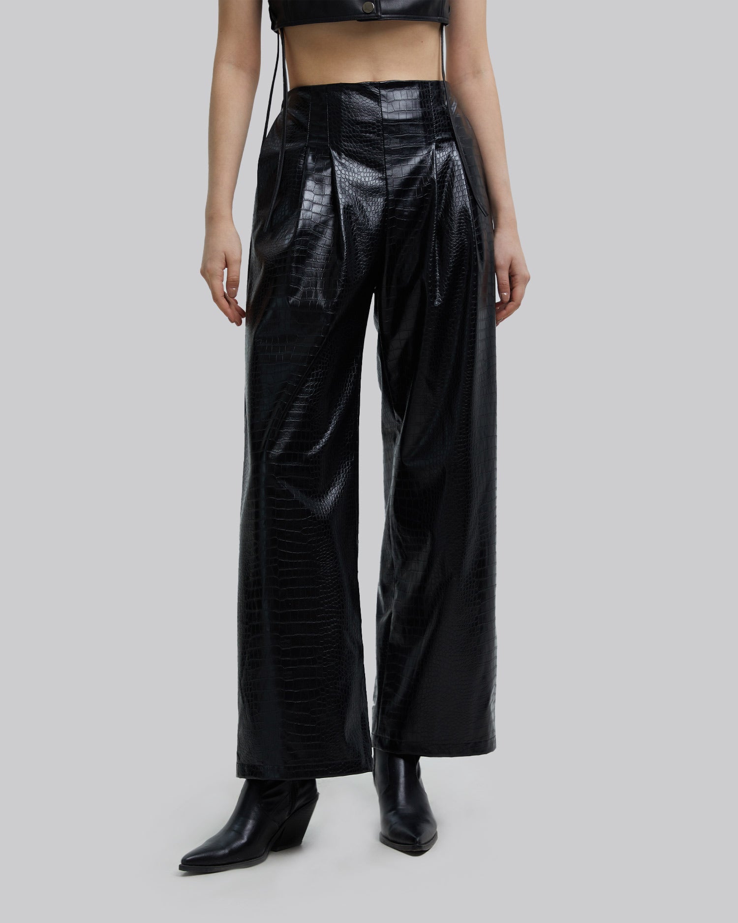 Faux Snake-Leather Pants - Black, XL image