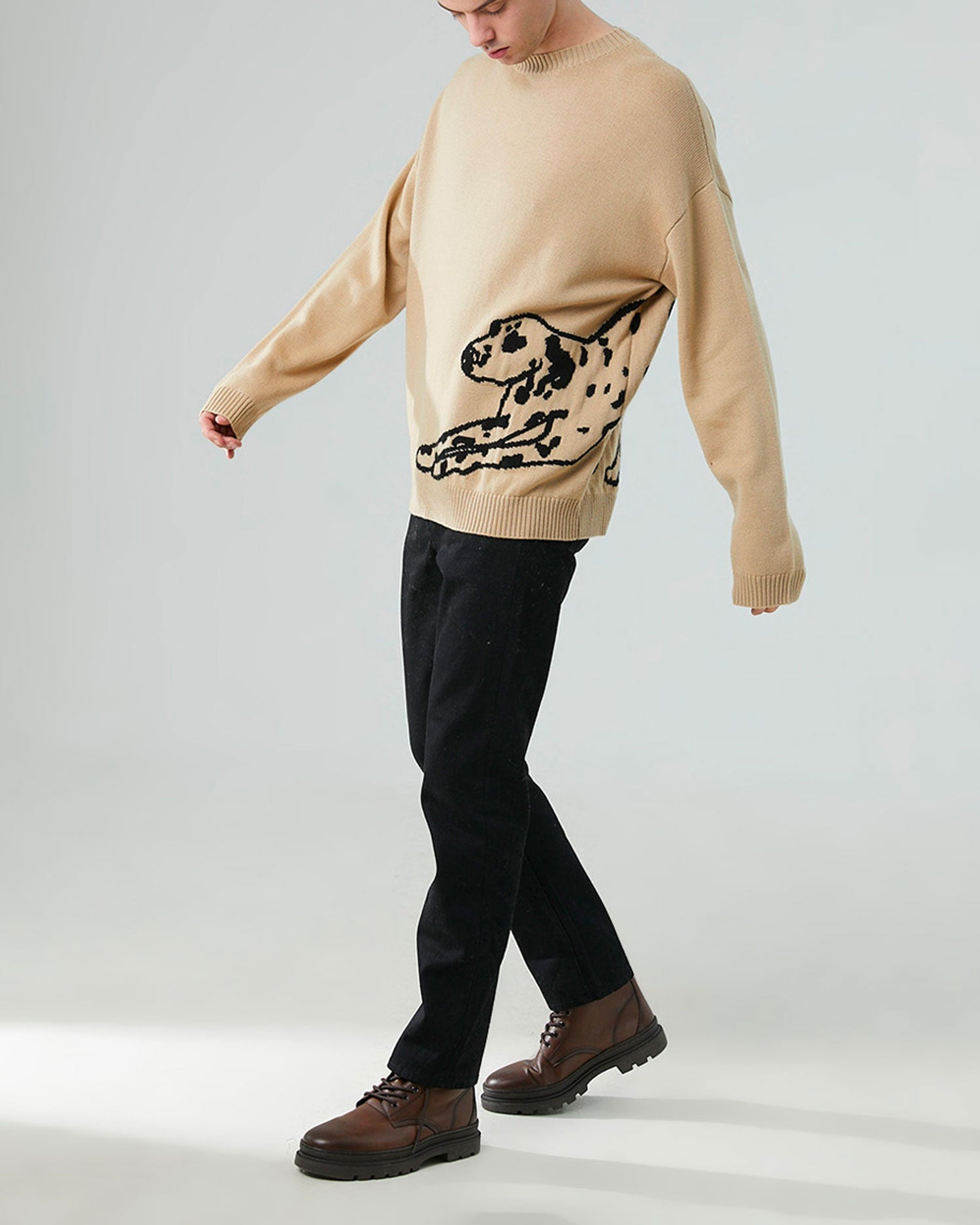 Pure Wool Print Sweater - Brown Dog, S image