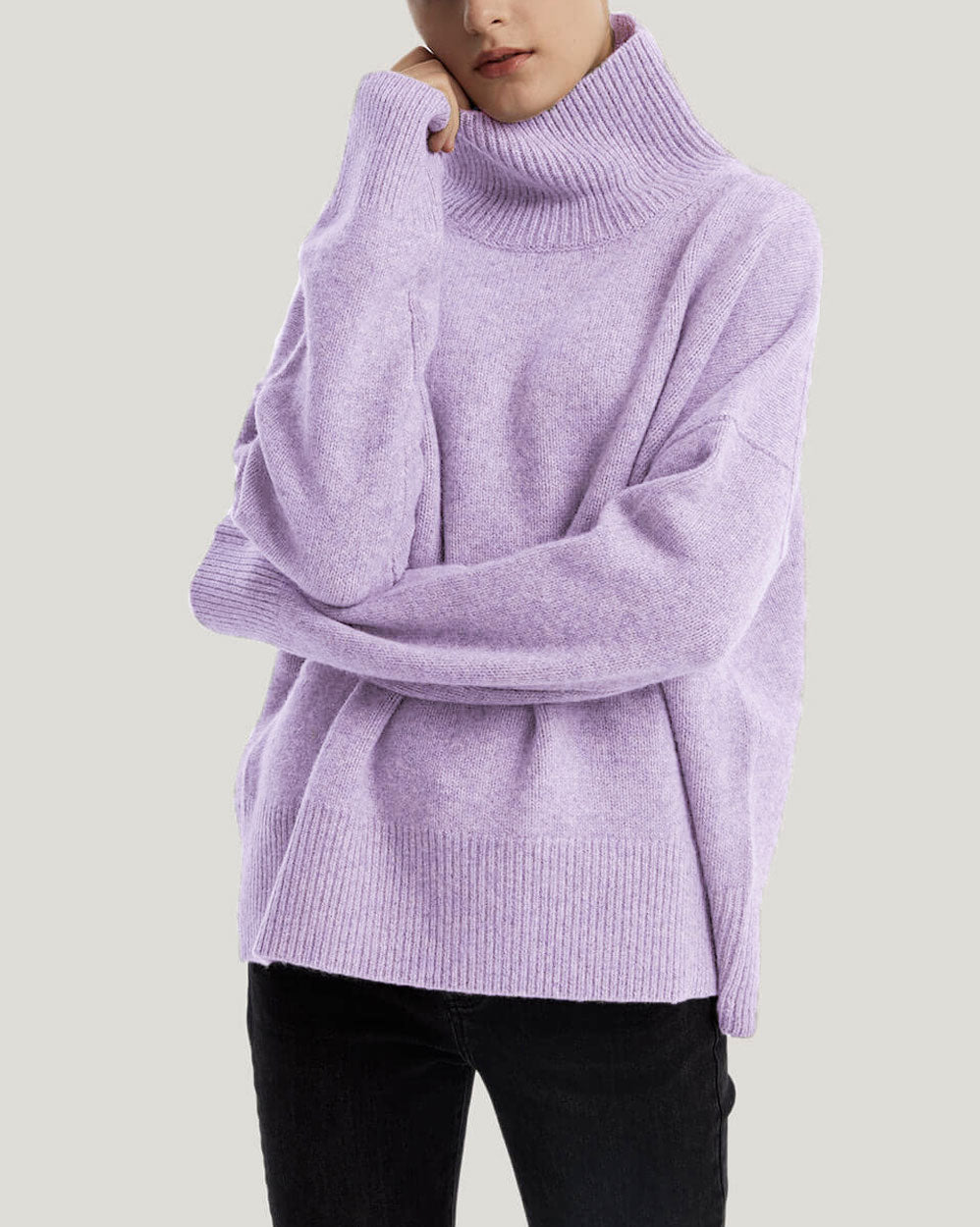 Turtleneck Wool-Yak Blend Sweater - Mauve, XXXL image