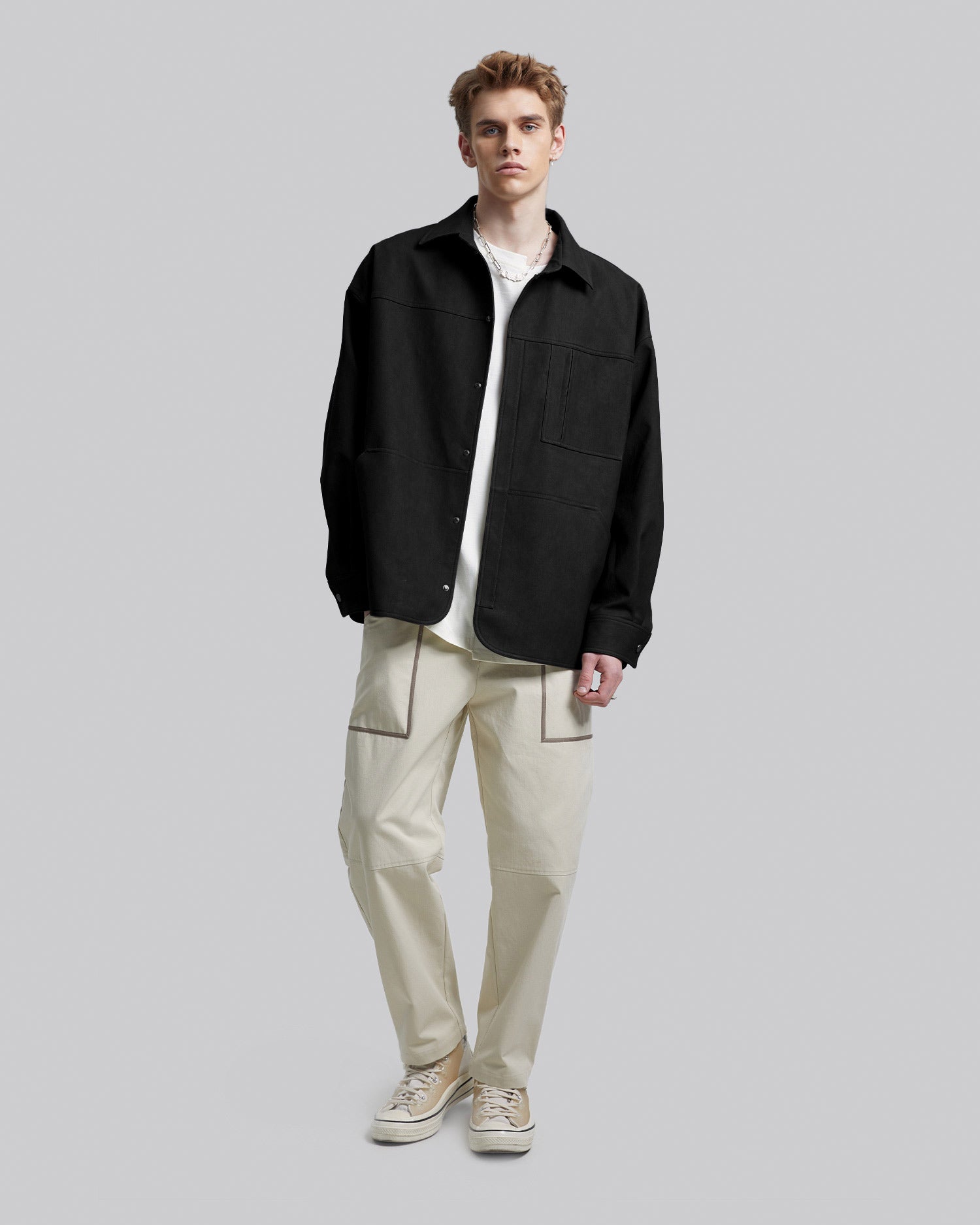Essential Faux-Leather Shirt Jacket - Black, L image
