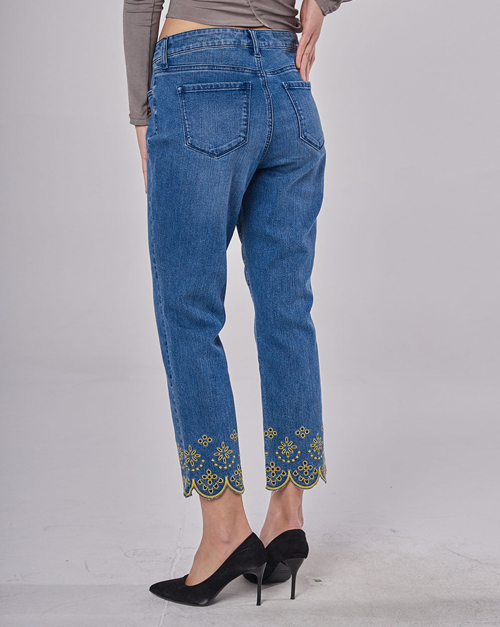 Womens Chic Embroidered Jeans image 3