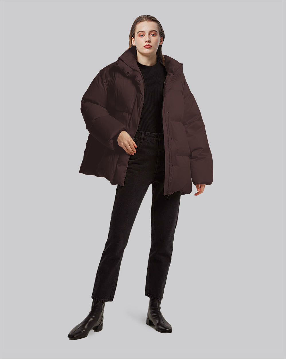 Oversized Down Parka - Coffee, XL image