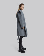 Hooded Wool Coat with Large V-Lapels image 3