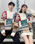 Loose-Cut Colorblock Crew Jumper - Cream, XXXL image