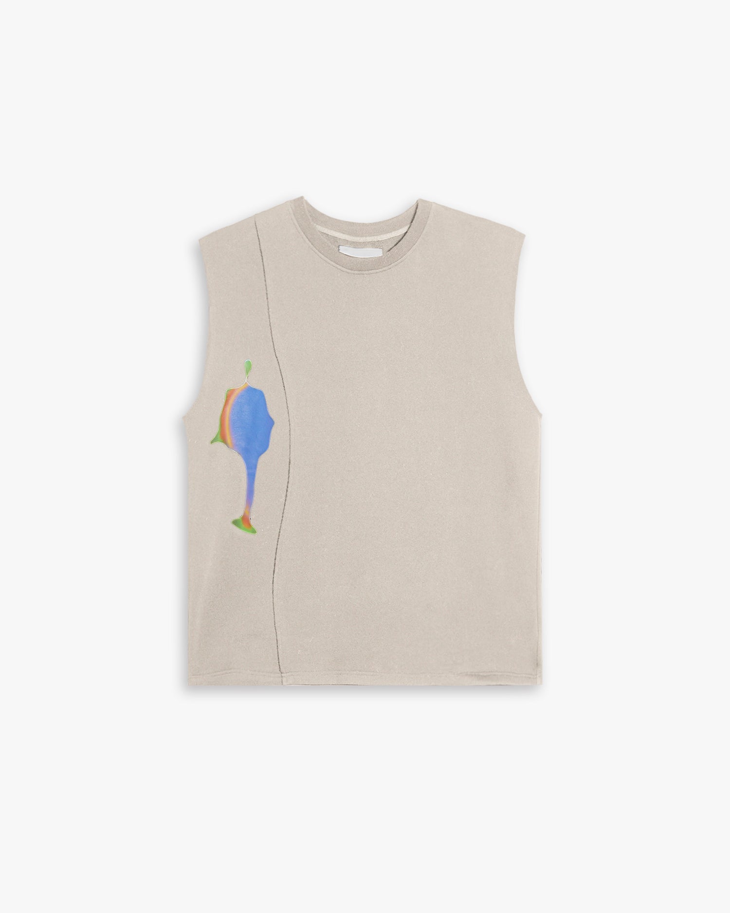 Sleeveless T-Shirt with Graphics - Champagne, S image
