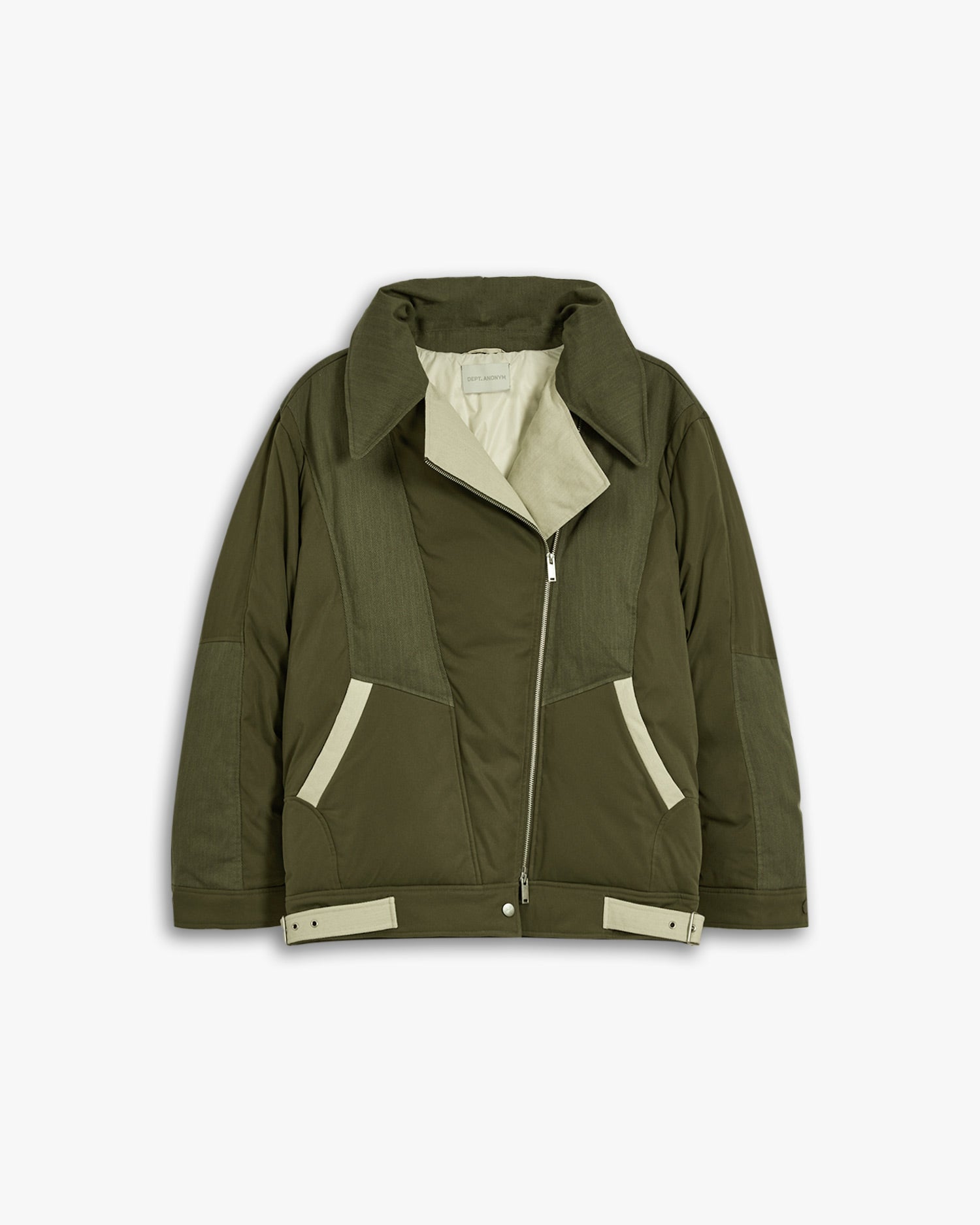 Army Green Contrast Puffer Jacket image 0