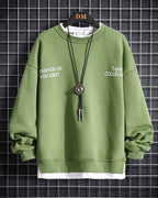 Fake Two-Piece Crew Sweatshirt - Green, XXL image