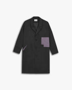 Diamond-Shape Pocket Long Coat - Dark Grey, S image