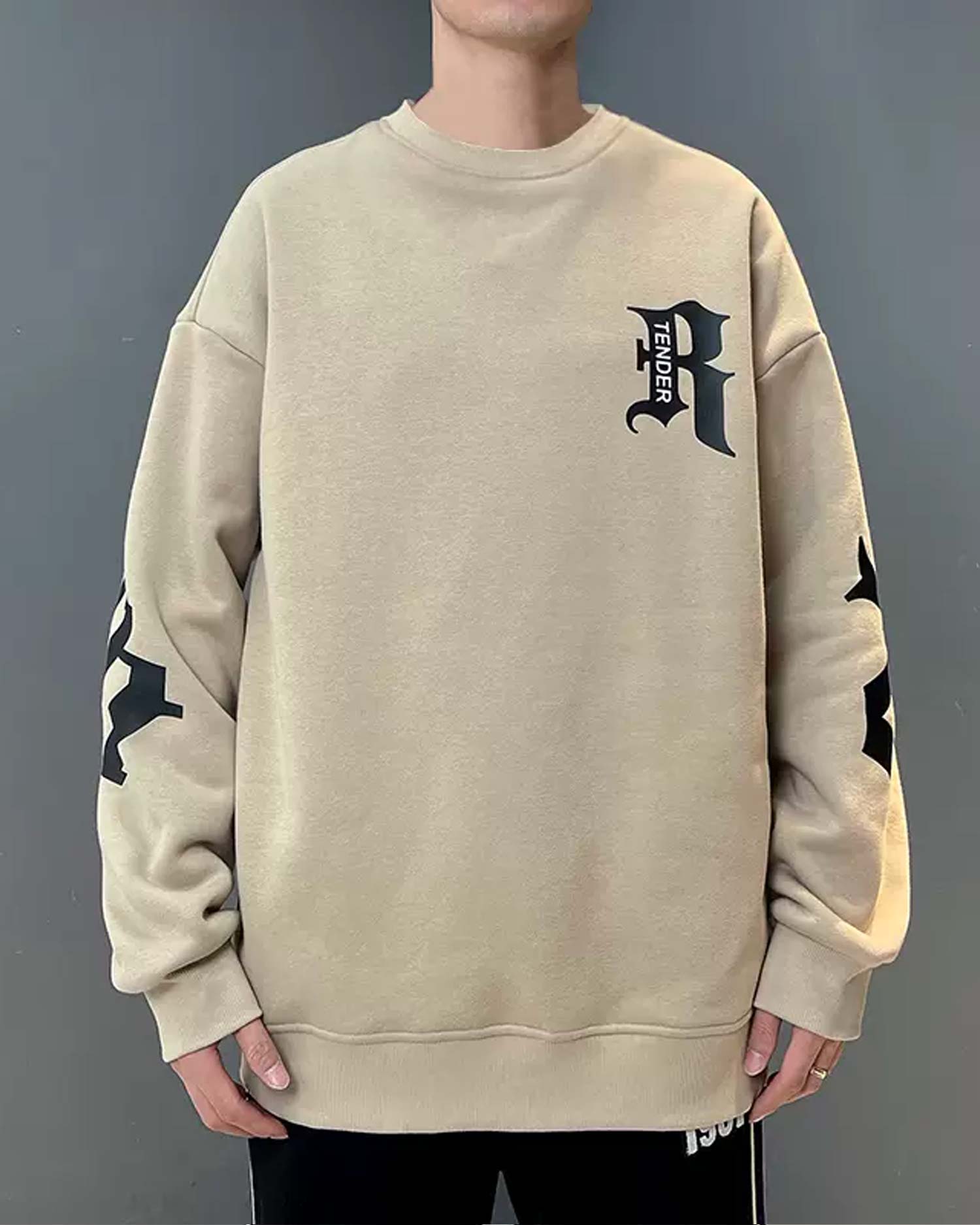 Layered Neck Cotton Sweatshirt - Pale marigold, M image