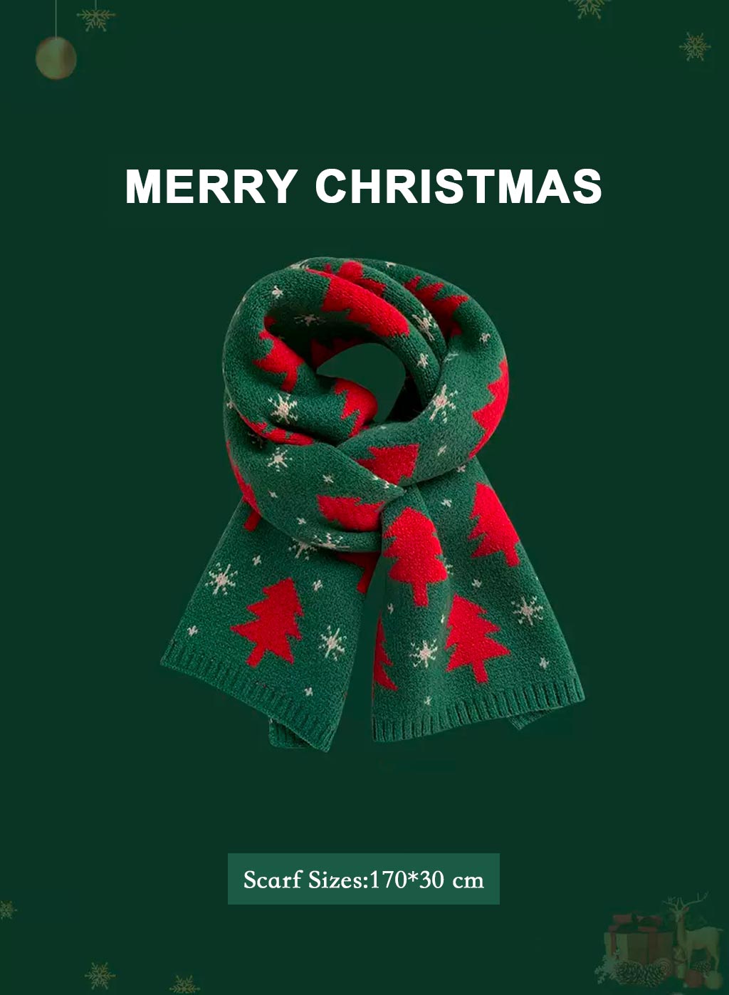 Soft &amp; Warm knitted Christmas scarf - Turquoise, OS image