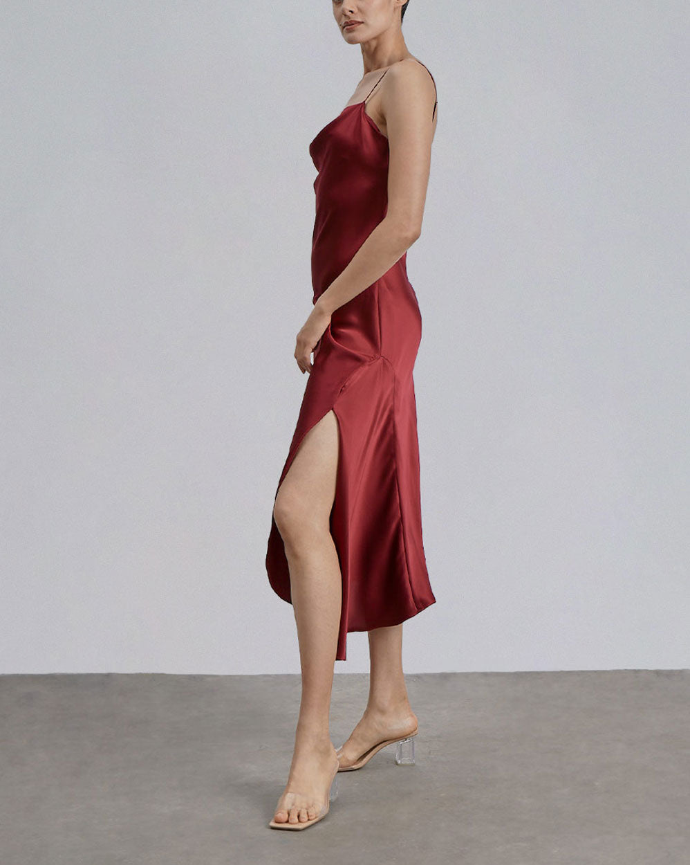 Spaghetti Strap Bias Cut Silk Dress image 2