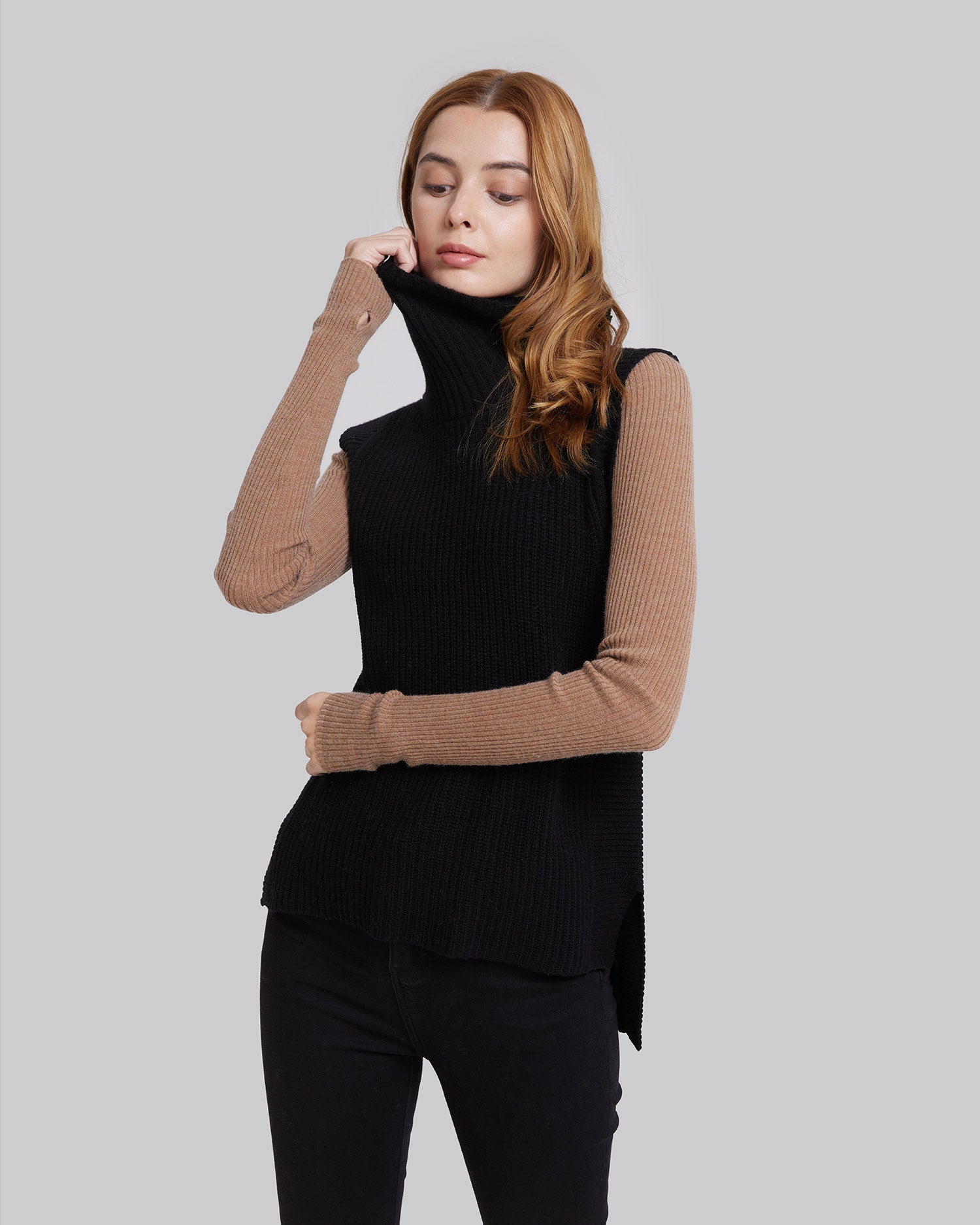 Turtleneck Knitted Pure Merino Wool Vest image 1