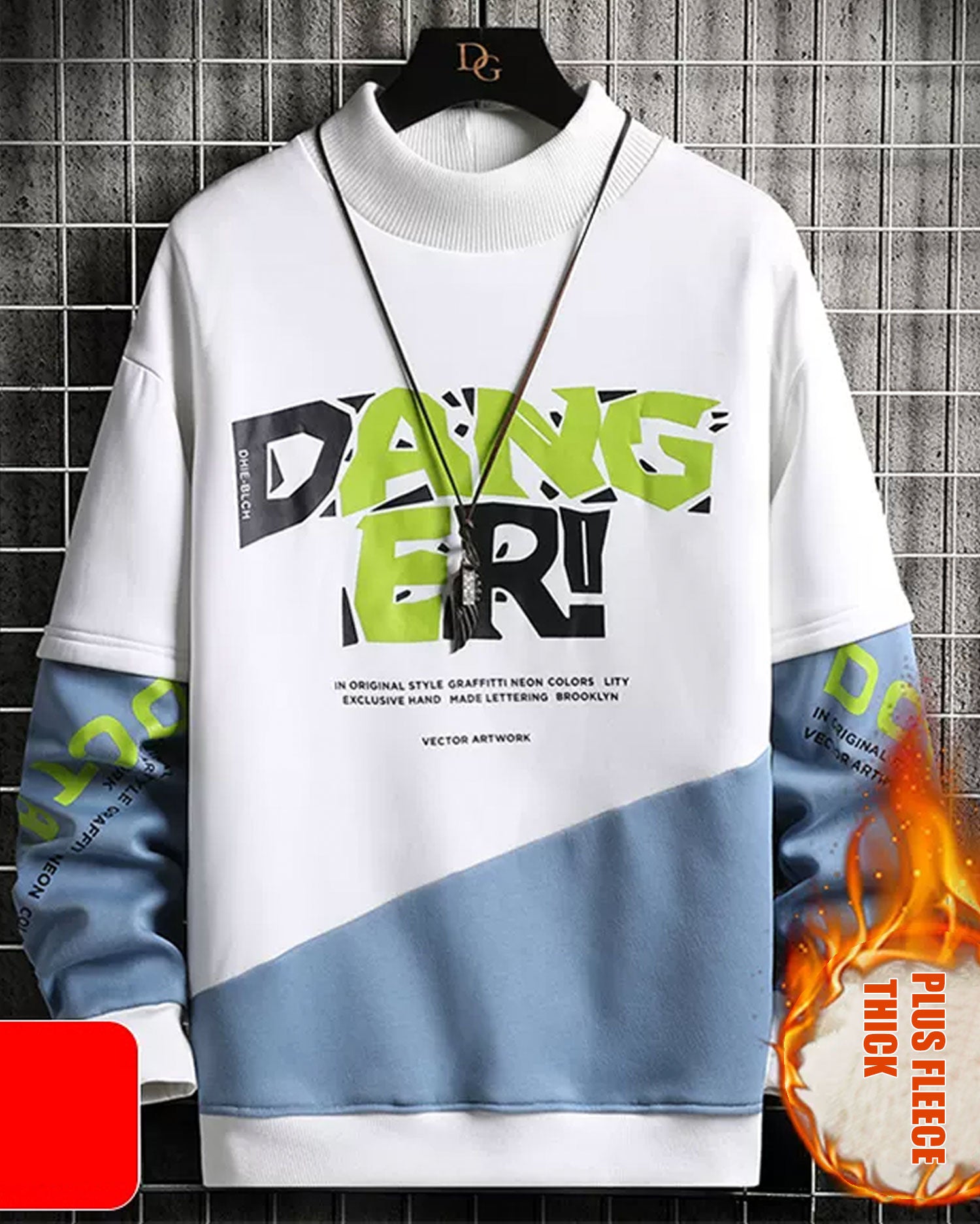 Wide Ribbed Crewneck Sweatshirt - White, XL image
