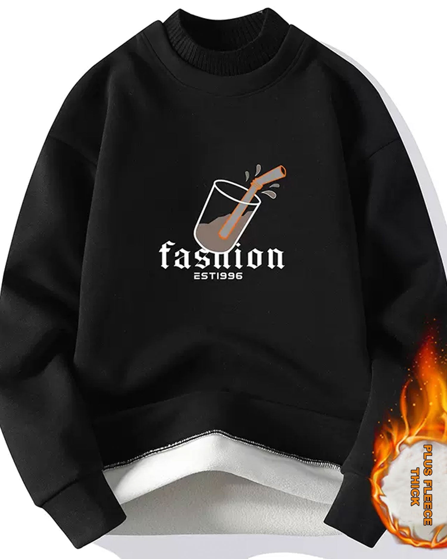 Layered Neck Cotton Pullover - Midnight Black, XL image