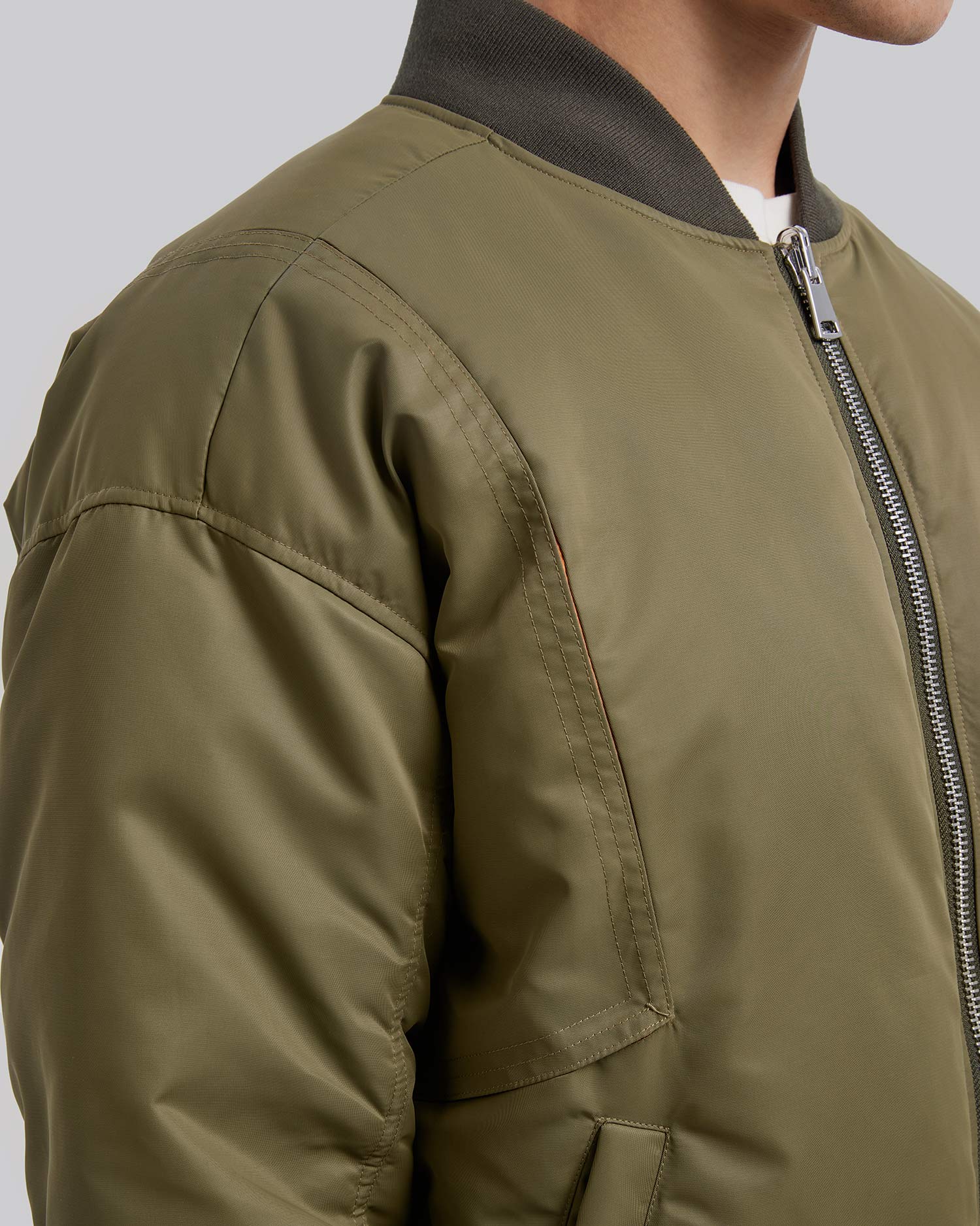 Army Green Down Bomber Jacket image 5