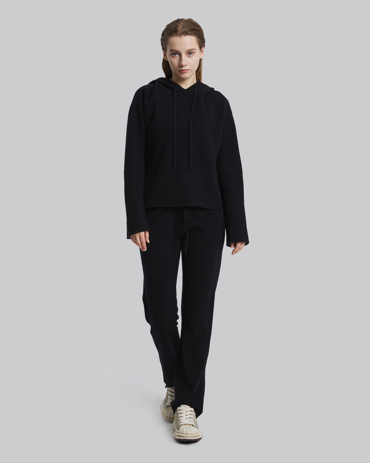 Cashmere Cropped Hoodie - Black, L image
