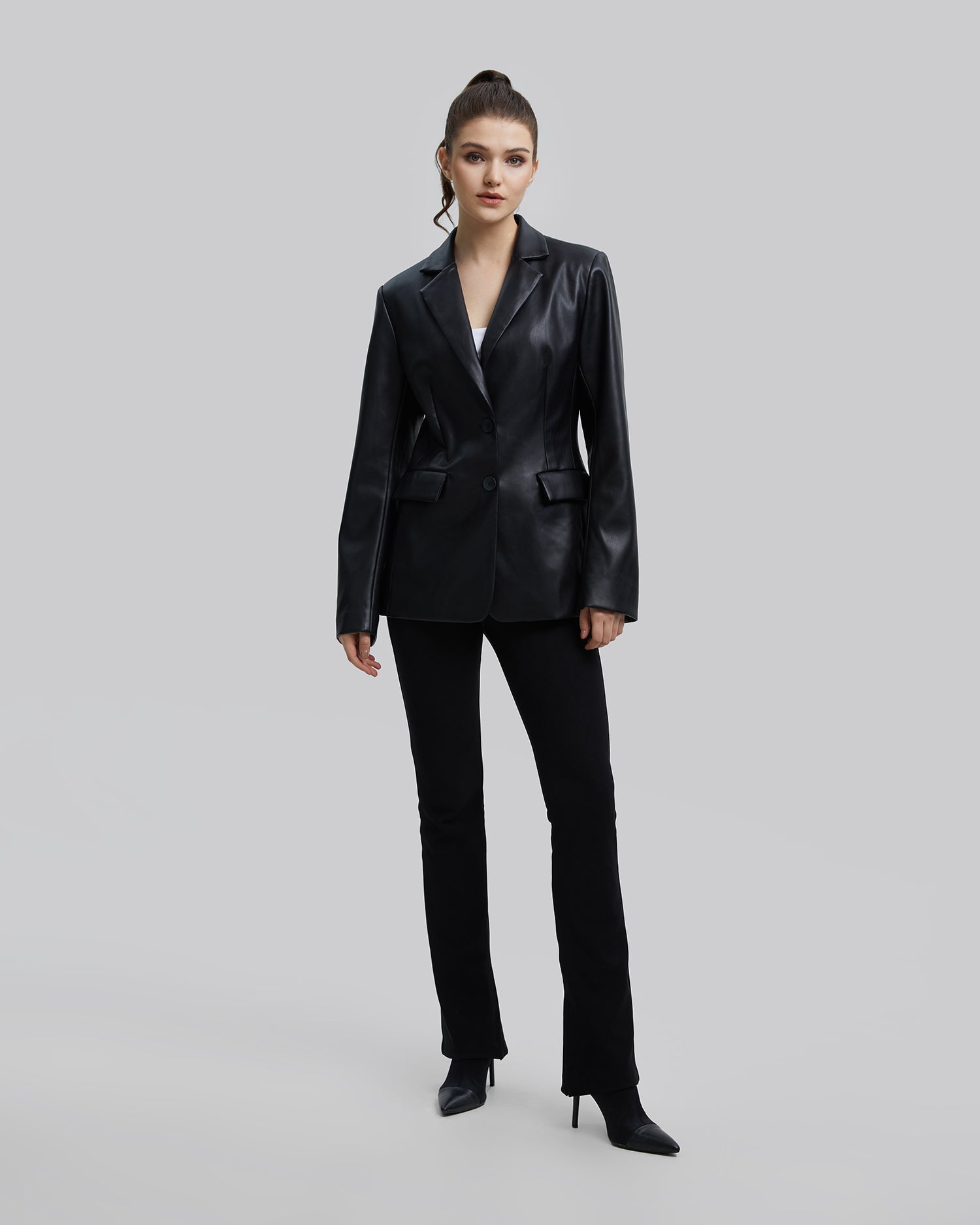 Faux-Leather Long Jacket image 1