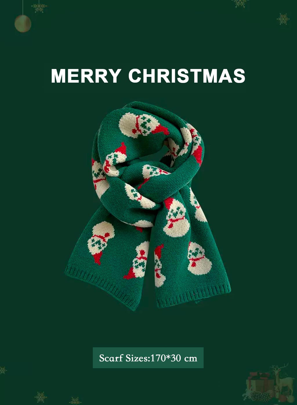 Soft &amp; Warm knitted Christmas scarf - Spring Green, OS image