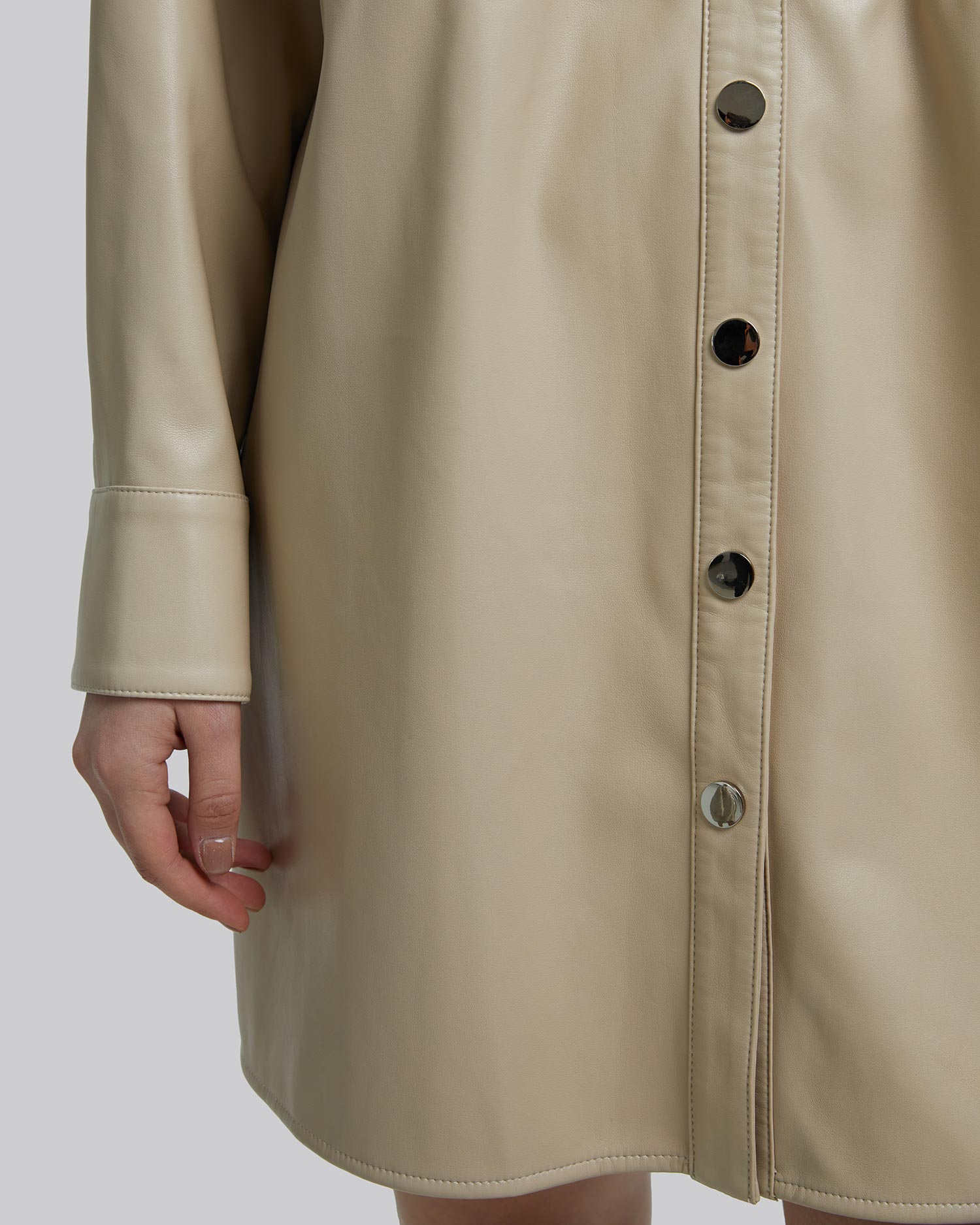 Beige Buttoned Long Jacket image 5