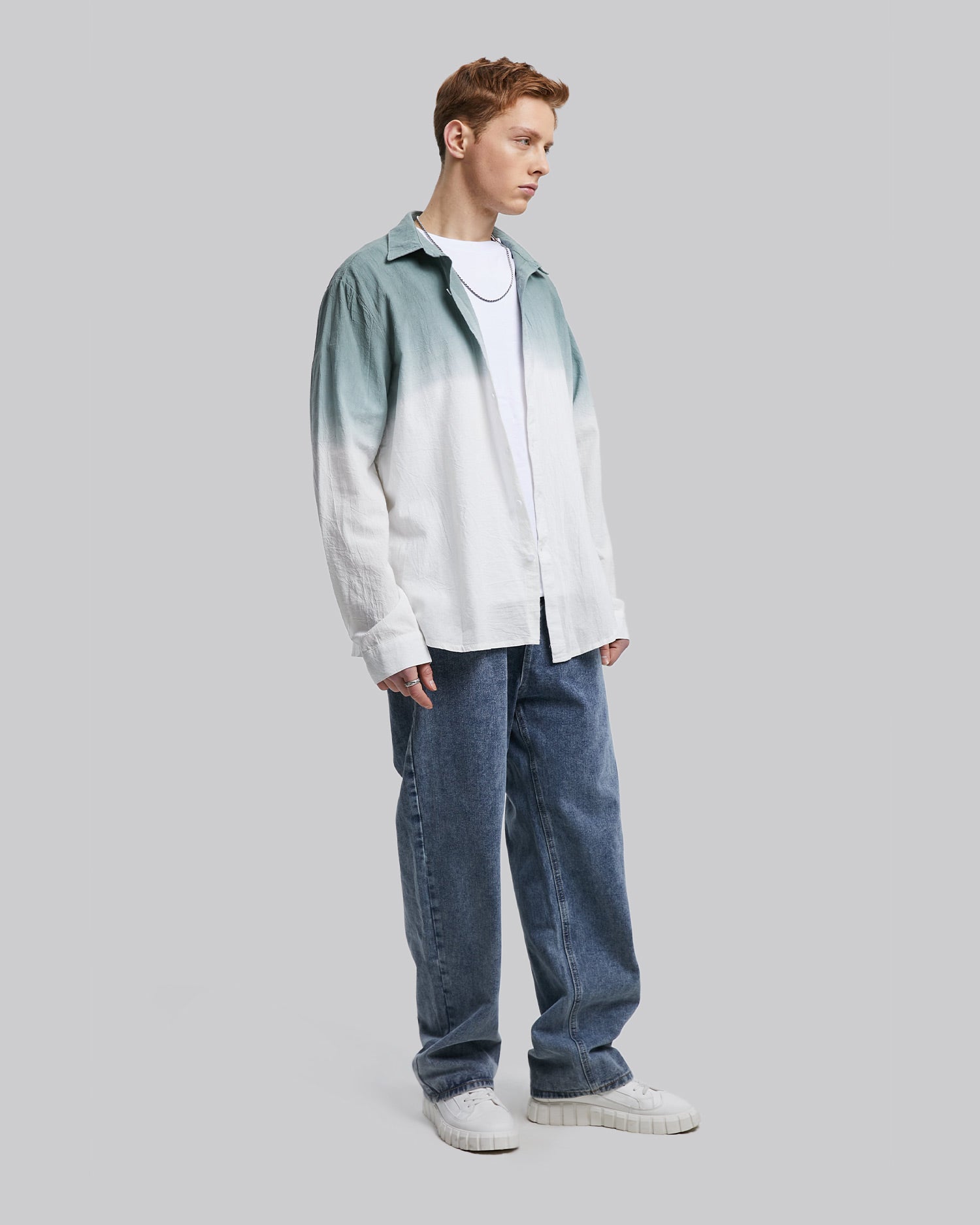 Dip-Dyed Cotton Shirt - Blue, M image