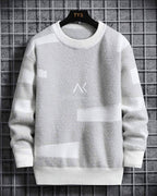 Two-Tone Crewneck Knit Jumper - Light Grey, L image