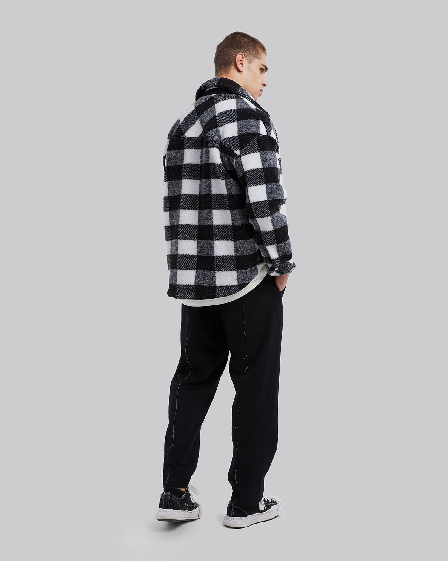 Black &amp; White Plaid Jacket image 4