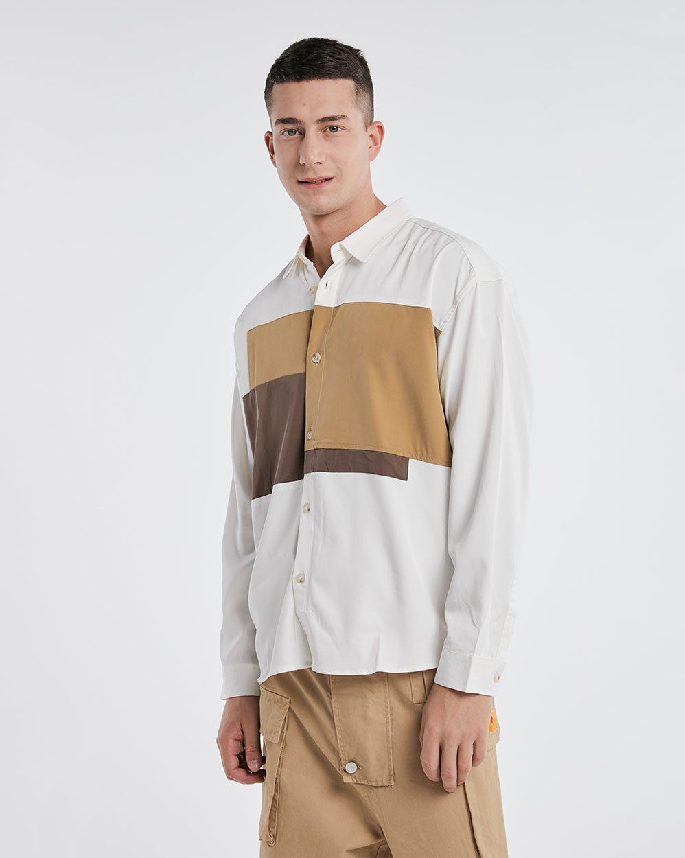 Irregular Colorblock Long-Sleeve Shirt image 1