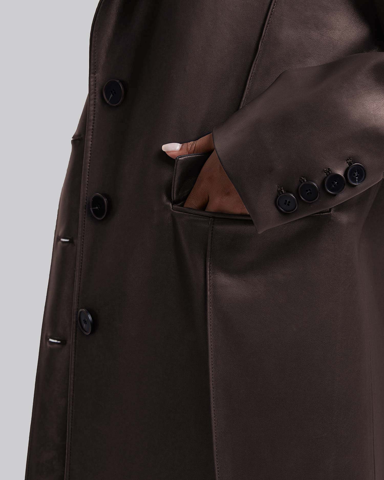 Faux Leather Coat with Pinched Pleats image 4